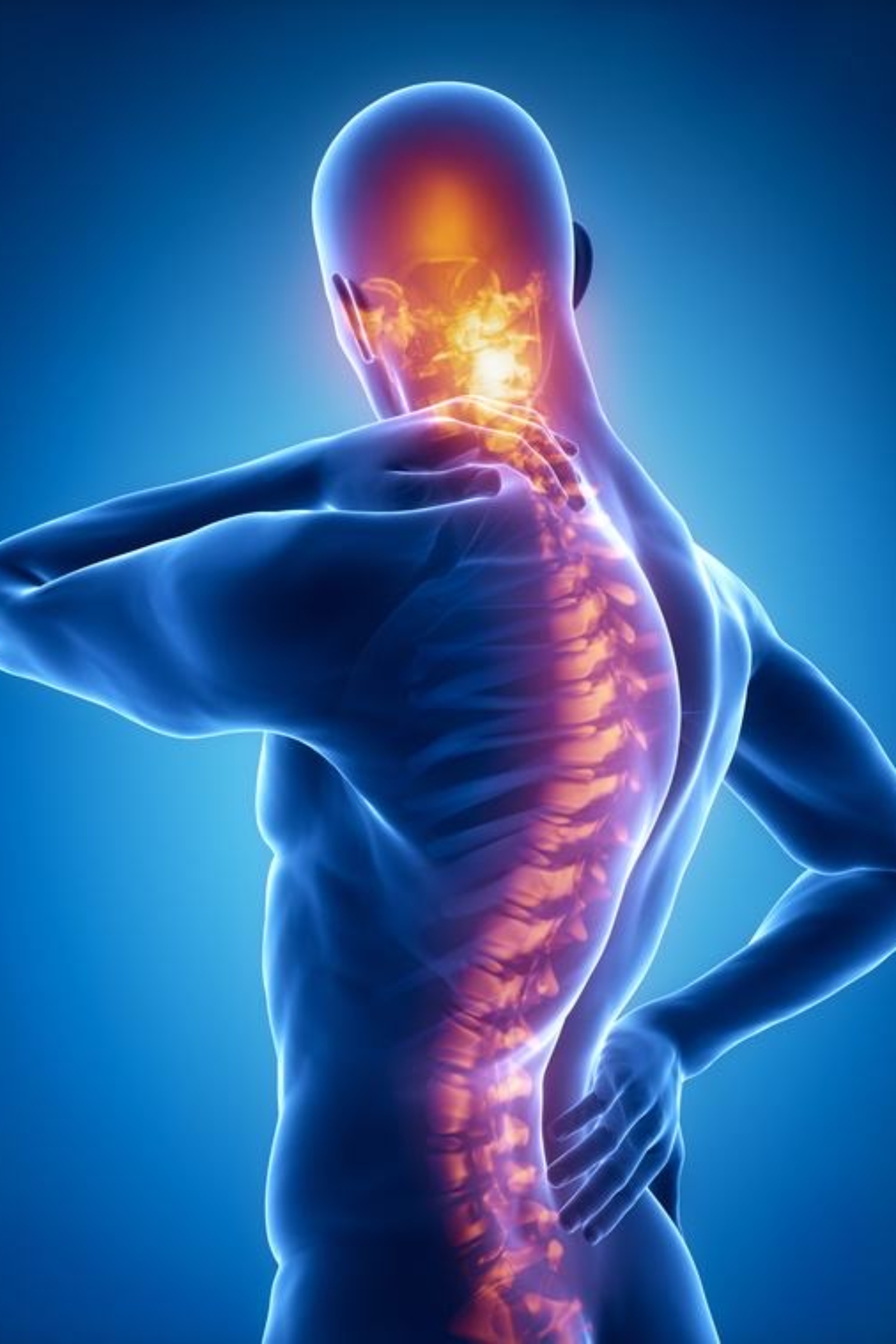 Spine injury pain in sacral and cervical region concept
